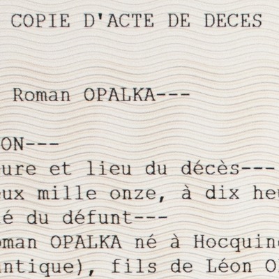 Acte de deces de Roman Opalka - 2011